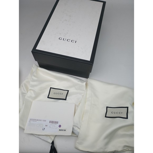 Gucci Women's Black Leather Embroidered GG Espadrilles Size 38 - Picture 8 of 8